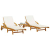 Brokky Loungers 2 pcs with Table Solid Wood Acacia, Bed Chair with High T8O7