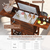Rolling Wooden Patio Cooler Cart with Lockable Wheels-Brown