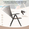 2 Pcs Patio Folding Dining Chairs Adjustable Outdoor Reclining Chairs w/Armrests