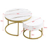 Round Nesting Coffee Tables Set of 2 Table With Drawers Storage Side Table White