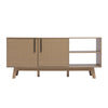 Modern Double Doors TV Cabinet Stand Unit with Storage Space Shelves Dark Brown