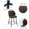 2 Pcs PU Bar Stools Kitchen Chair Seat Height 66cm Brown Beige grey