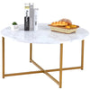 Round Coffee Table Side Table Faux Marble End Table Gold Metal Cocktail Table