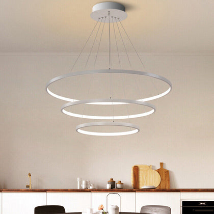 2/3 Rings LED Chandelier Pendant Light Lamp Adjustable Ceiling Lighting Fixture