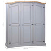 Wardrobe Mexican Pine Corona Range 3 Doors Grey vidaXL