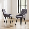2 4PCS Dining Chairs High Back Grey Velvet Kitchen Chair Modern Metal Legs Home