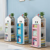 Rotating Bookshelf Kids Bookcase Toys Storage Floor Standing Castle Display Rack
