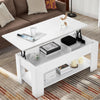 Wooden Coffee Table With Storage Matte Sofa End Table LED Light Living Room