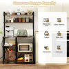 Coffee Bar Station Kitchen Bakers Rack with Power Outlet-Brown