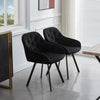 2x Black Rotatable Dining Chairs Velvet Seat Metal Leg Swivel Kitchen Modern