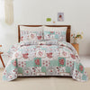 Flowers Patchwork Bedspread Quilted Coverlet Set Bedding Pillowcase Double Size