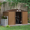 9 x 6FT Galvanised Garden Storage Shed w/Sliding Door, Light Brown