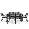 7 Piece Patio Dining Set with Garden Umbrella Table & 6 Chairs Outdoor Furniture