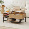 Lift Top Coffee Table Living Room Table w/ Storage Shelf-Natural