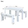 Dining Table and Chairs Set Wood Effect Table Dining Set 2 Bench Seats White