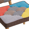 Upholstered Patchwork Armchair Wing Back Sofa Lounge Chair w/Footstool & Cushion