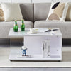 White High Gloss Coffee Table Square L-Type Living Room Lounge MDF Glass