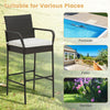 Outdoor Wicker Barstools Set of 2 Metal Frame Patio PE Rattan Bar Chairs