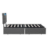 Upholstered Bed Frame Double Bed with Drawers Storage Headboard LED Lights Grey