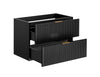Bathroom Vanity Drawer Cabinet 800mm Black Floating Wall Unit Ribbed Modern Adel