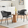 Set of 2 Grey Dining Chairs Velvet Padded Seat Metal Legs Kitchen