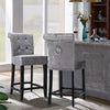 2x Velvet Bar Stools Chairs with Ring Knocker Backrest Kitchen Stools Breakfast