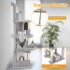 Pet Furniture Kitty Activity Center Multi-level Cat Tree w/ Basket Bed-Grey