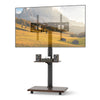 Rolling TV Stand on Wheels Mobile TV Cart for 32"-75" TVs Walnut