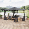 3m Hardtop Gazebo Party BBQ Marquee with Polycarbonate Roof Netting and Curtains