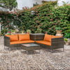 4Pcs Patio Rattan Sofa Garden Furniture Set with Table Cushions Orange