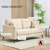 3 Seater Sofa, Linen Fabric Sofa for Living Room, Beige