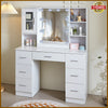 Dressing Table Set Makeup Desk 7 Drawers With Mirror&Cabinet 10 LED Bulbs Vanity