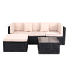 Rattan Garden Furniture Set L Shaped 4-Seater Combo Modular Sofa Patio w/ Cover