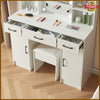 Dressing Table LED Light Makeup Desk w/Mirror and Stool Cabinet Drawer Shelves