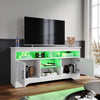 High Gloss 2 Door TV Unit Cabinet 135cm White TV Stand Sideboard Entertainment