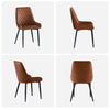 2x Brown Dining Chairs Faux Leather High Back Diamond Design Dinging Room