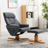 PU Leather Swivel Recliner Armchair with Footstool and Adjustable Backrest Grey