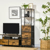 Industrial Storage Cabinet with 2 Shelves 3 Fabric Drawers Rustic Brown
