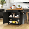 Kitchen Island on Wheels Storage Trolley Cart Drawer Shelves Spice Rack Black