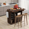 Drop Leaf Kitchen Island Cart Storage Cart on Wheels-Black-Coffee