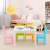 Children Wooden Table and 4 Chairs Set Activity Desk Set Colorful