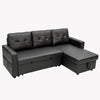 New 3 Seater Pull-Out Reversible Chaise Sofa Bed with Storage, Faux Leather