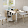 Oak Drop Leaf Folding Dining Table w/ Shelves Space Saving Kitchen Console Desk