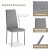 4pcs Grey Faux Leather Dining Chairs Metal Legs Ripple Lines Kitchen Dining Room