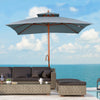 Outsunny 3m Wood Square Patio Umbrella Garden Market Parasol Sunshade Grey UK