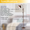 Industrial Floor Lamp Metal Free-standing Light Adjustable Height 180° Lampshade