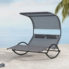 Costway Outdoor Double Chaise Rocker Rocking Daybed Sun Lounger w/ Canopy