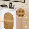 GAINOOM White Rattan Storage Cabinet 2 Door Buffet Sideboard w/Adjustable Shelf