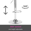 2x Chrome & Height Adjust Swivel Faux Leather Kitchen Breakfast Bar Stool