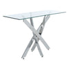 Clear Glass Top Console Table with Stylish Cross Chrome Legs Living Room Hallway